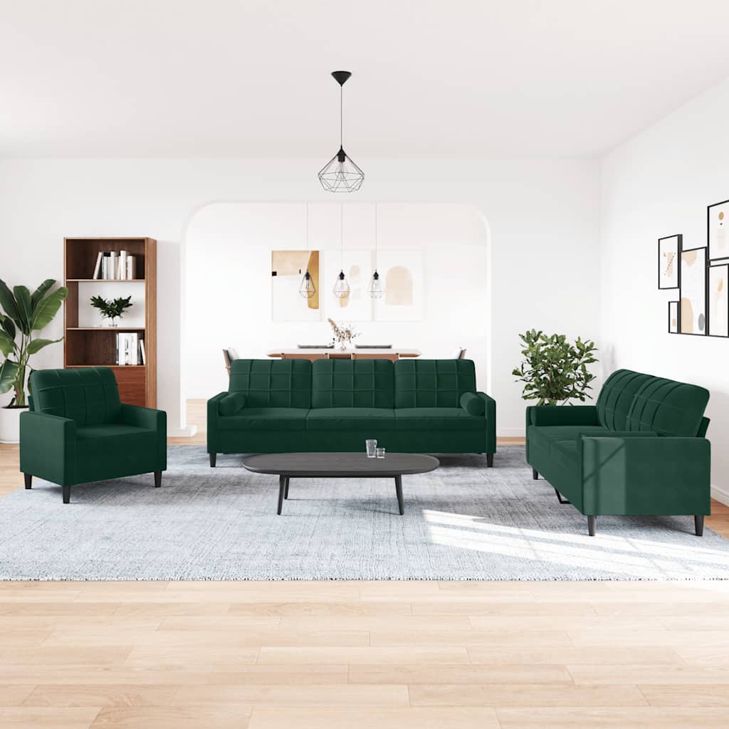Ensemble de canapés 3 pcs avec coussins et traversins velours - XIOS