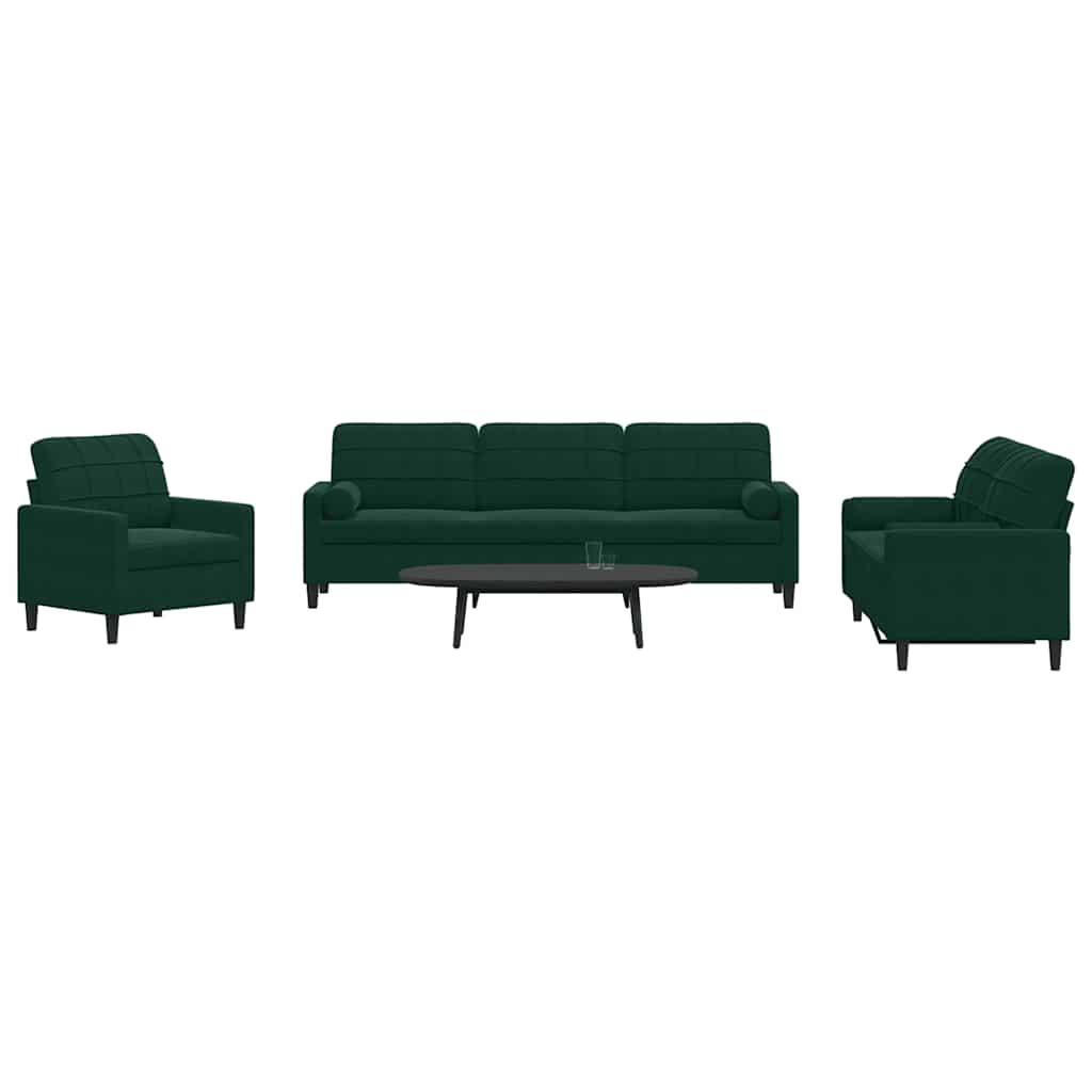 Ensemble de canapés 3 pcs avec coussins et traversins velours - XIOS