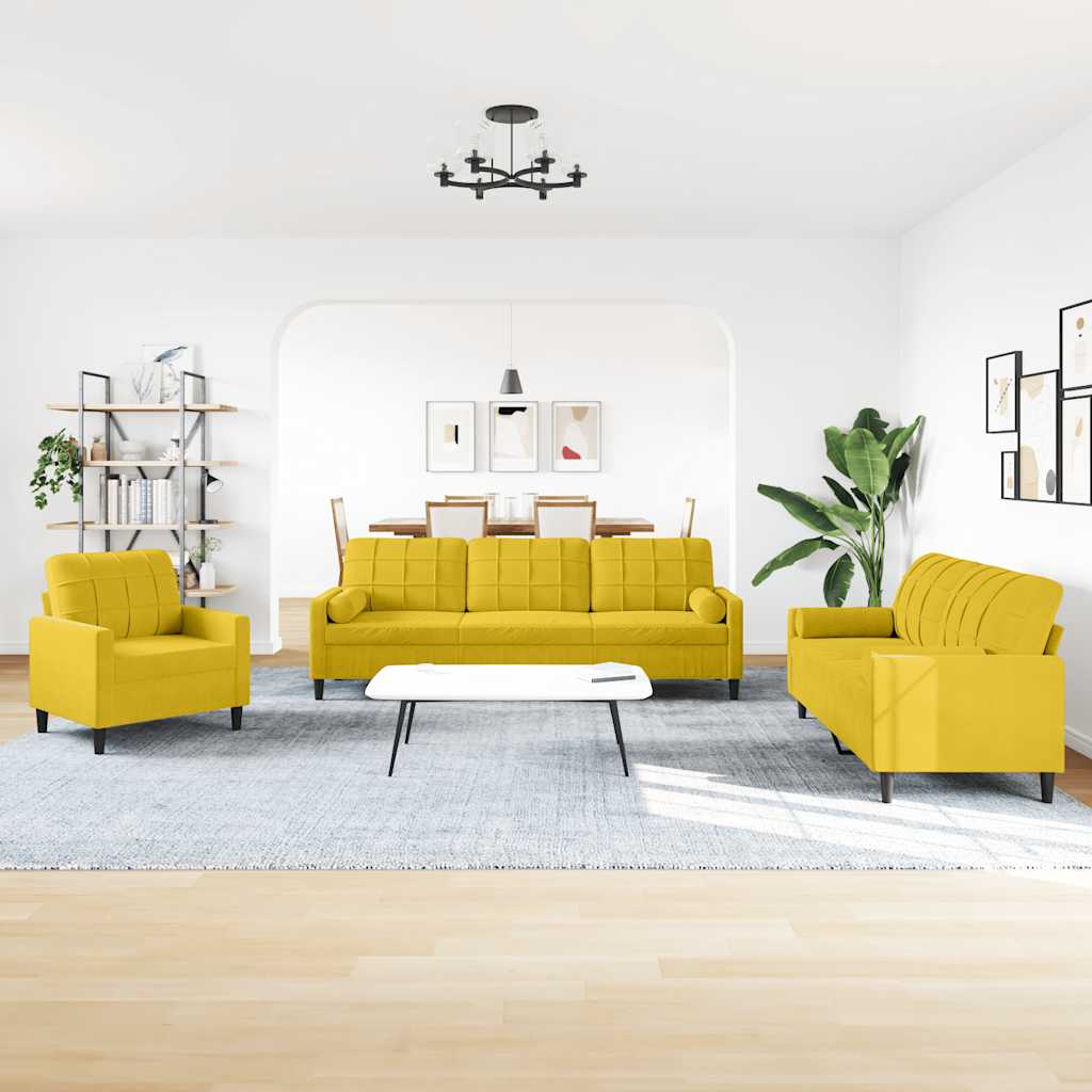 Ensemble de canapés 3 pcs avec coussins et traversins velours - XIOS