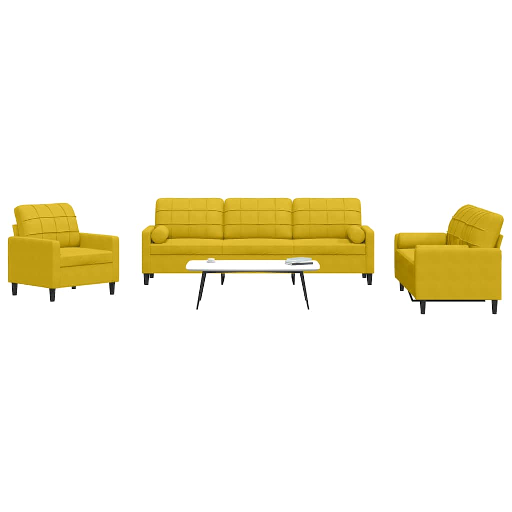 Ensemble de canapés 3 pcs avec coussins et traversins velours - XIOS