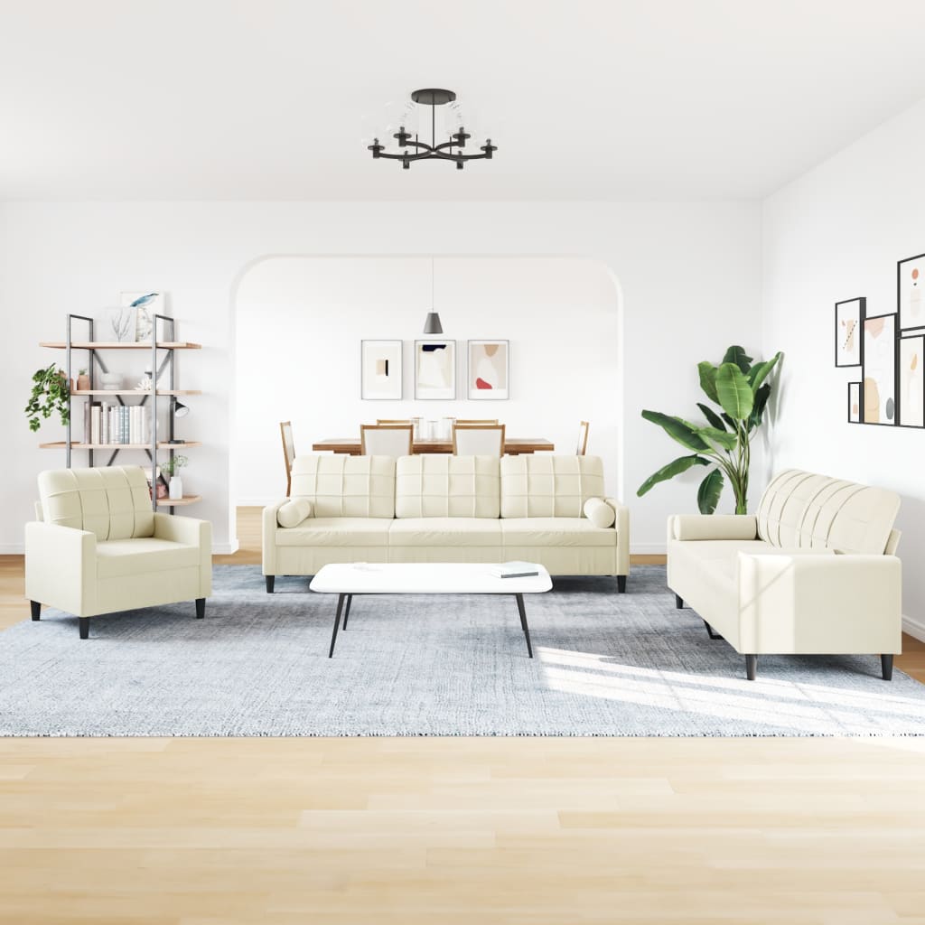 Ensemble de canapés 3 pcs avec coussins et traversins velours - XIOS