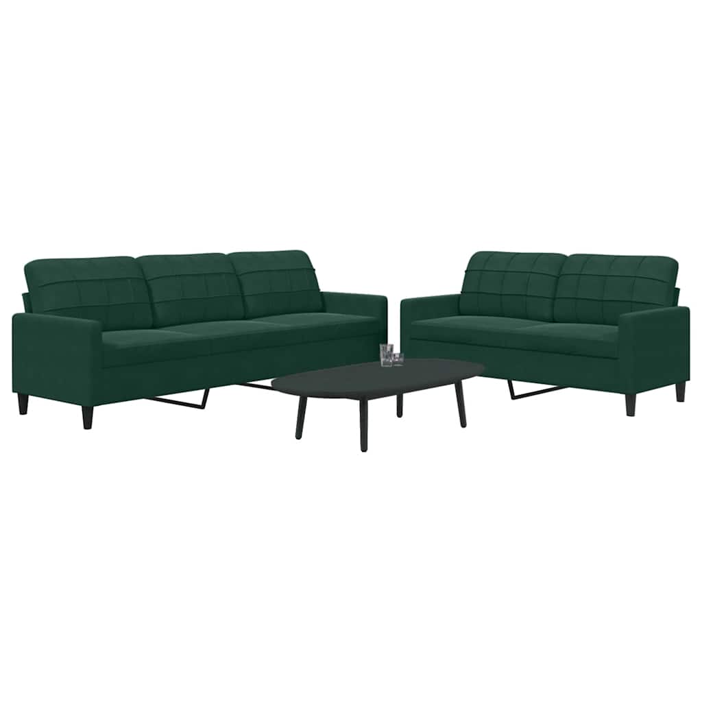 Ensemble de canapés 2 pcs avec coussins Vert foncé Velours - XIOS
