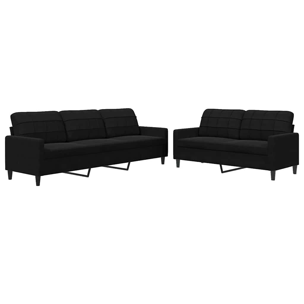 Ensemble de canapés 2 pcs avec coussins Noir Velours - XIOS