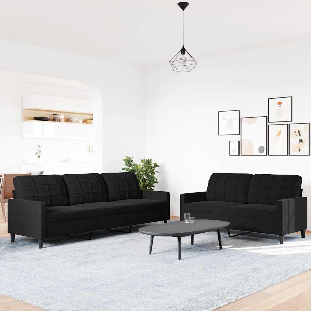 Ensemble de canapés 2 pcs avec coussins Noir Velours - XIOS