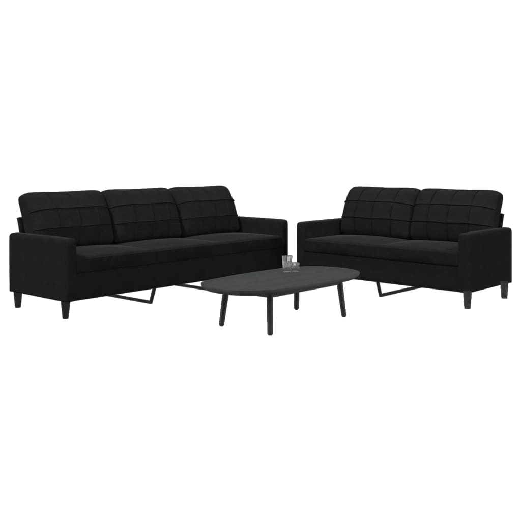 Ensemble de canapés 2 pcs avec coussins Noir Velours - XIOS