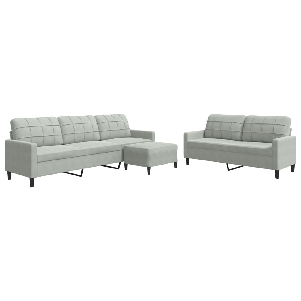 Ensemble de canapés 3 pcs avec coussins Gris clair Velours - XIOS