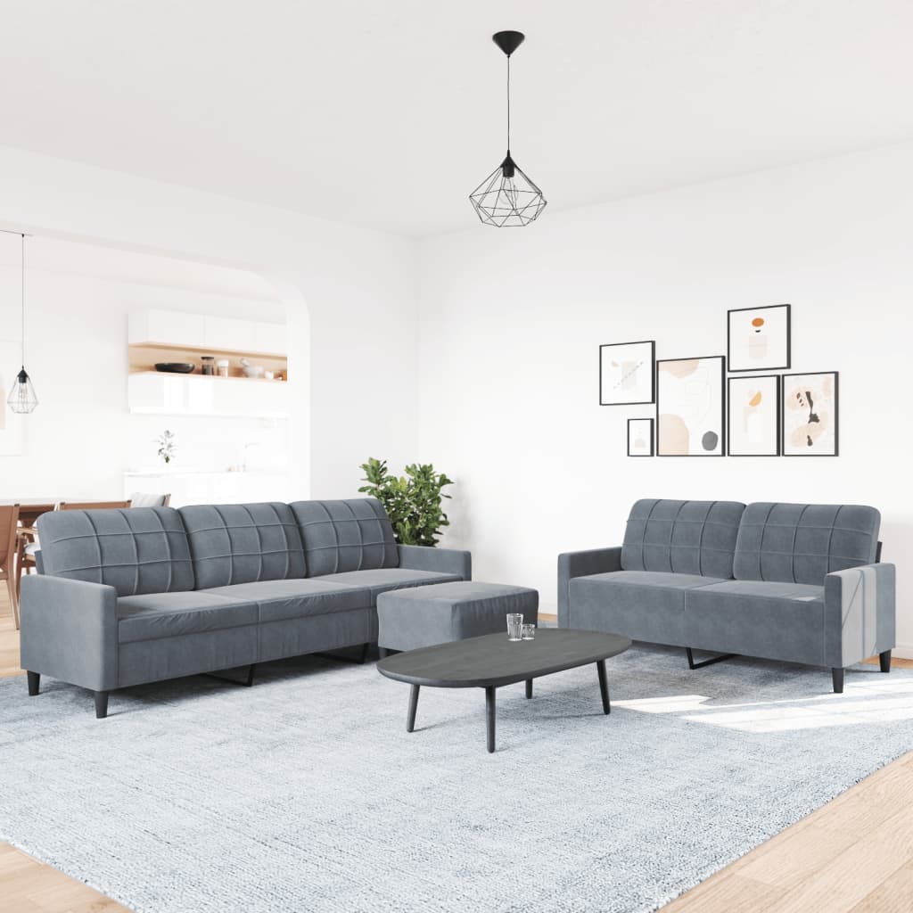 Ensemble de canapés 3 pcs avec coussins Gris foncé Velours