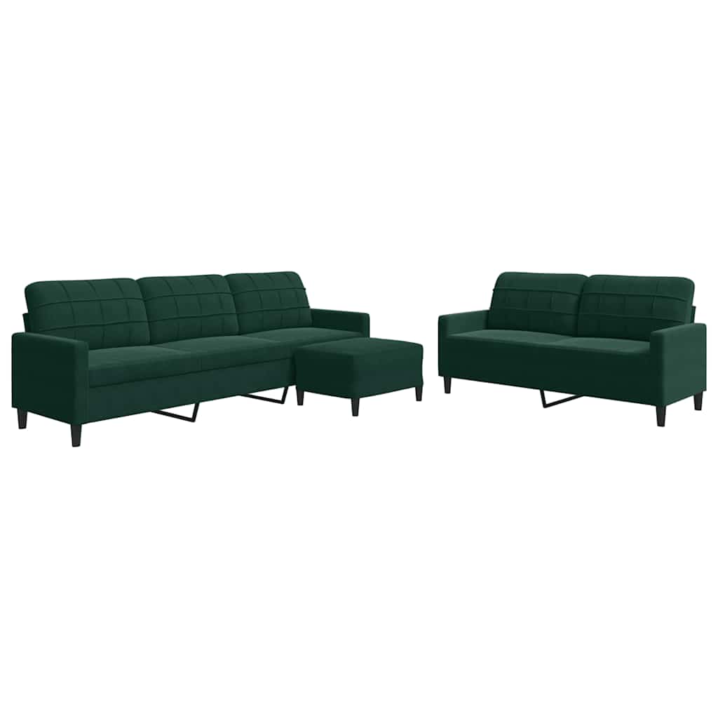 Ensemble de canapés 3 pcs avec coussins Vert foncé Velours