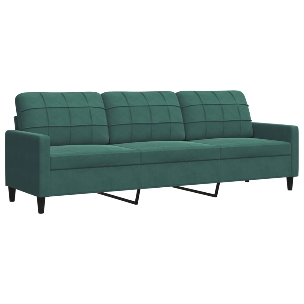 Ensemble de canapés 3 pcs avec coussins Vert foncé Velours