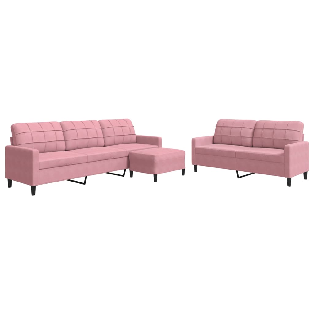 Ensemble de canapés 3 pcs avec coussins Rose Velours
