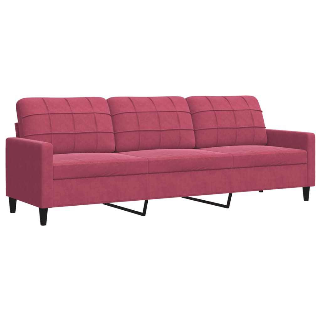 Ensemble de canapés 3 pcs avec coussins Rouge bordeaux Velours - XIOS