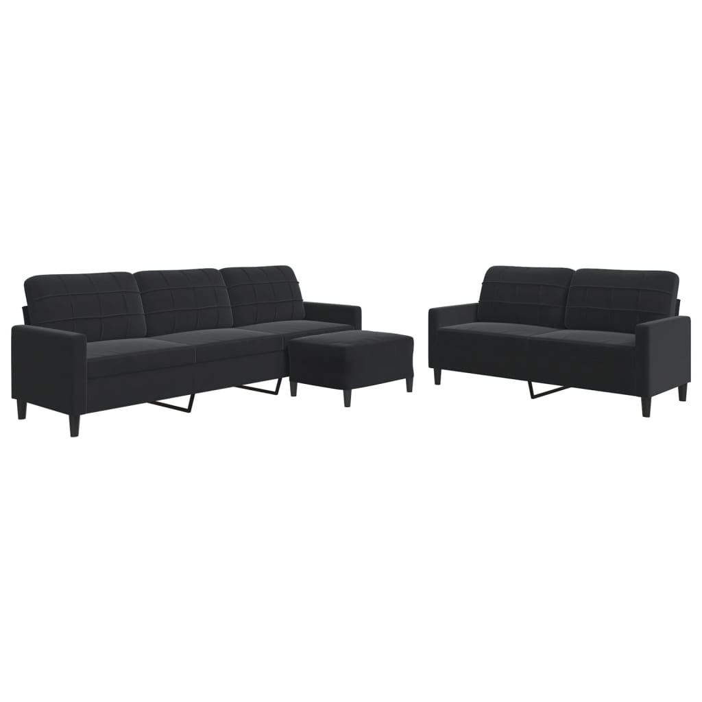 Ensemble de canapés 3 pcs avec coussins Noir Velours - XIOS
