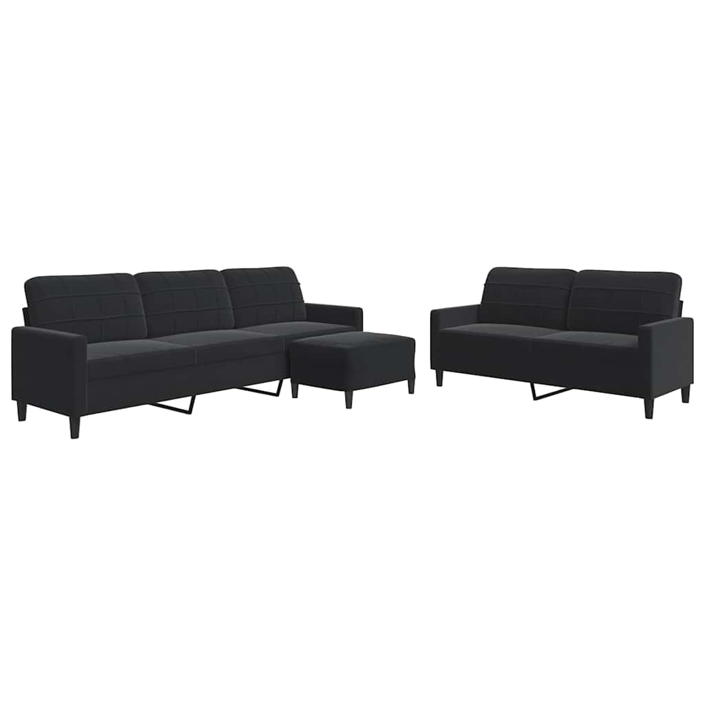 Ensemble de canapés 3 pcs avec coussins Noir Velours - XIOS