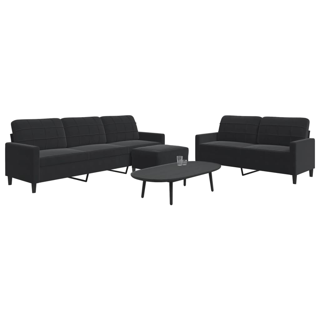 Ensemble de canapés 3 pcs avec coussins Noir Velours - XIOS