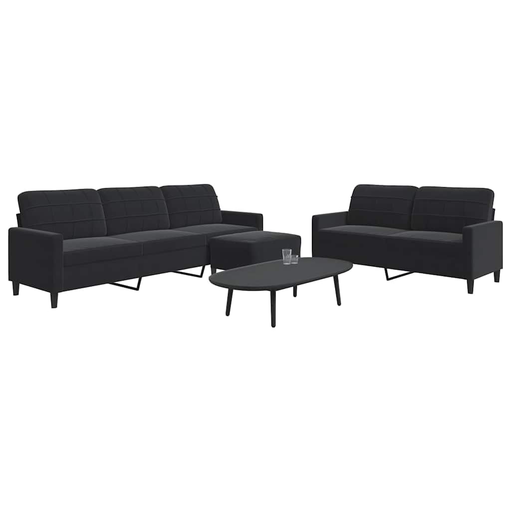 Ensemble de canapés 3 pcs avec coussins Noir Velours - XIOS