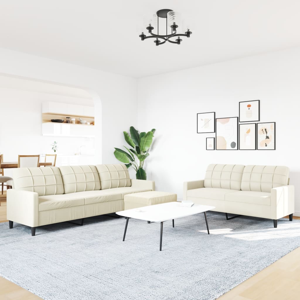 Ensemble de canapés 3 pcs avec coussins Crème Velours - XIOS