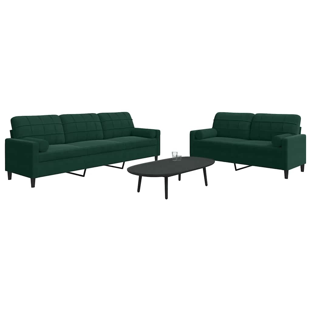Ensemble de canapés 2 pcs avec coussins et traversins velours