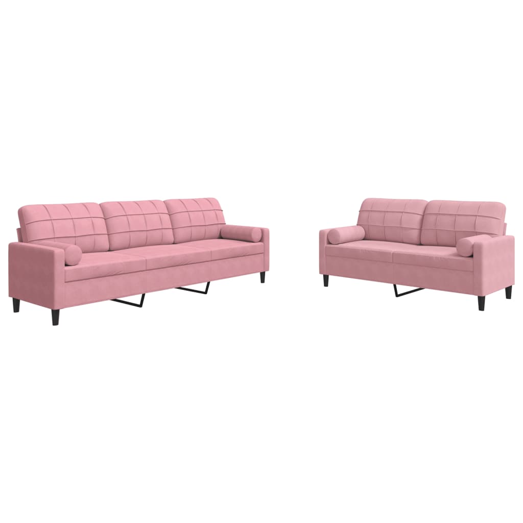 Ensemble de canapés 2pcs et coussins et traversins rose velours - XIOS