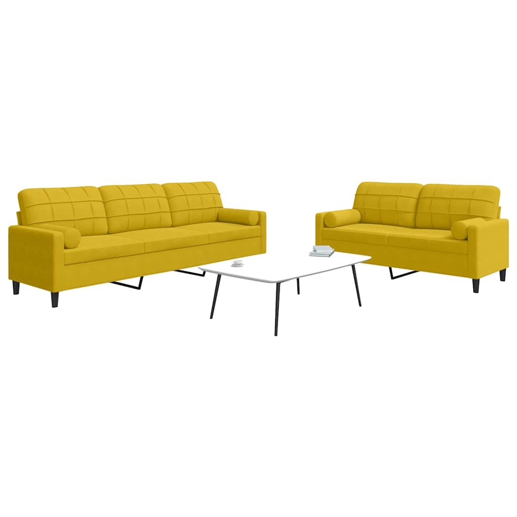 Ensemble de canapés 2 pcs avec coussins et traversins velours