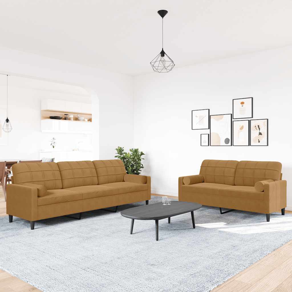 Ensemble de canapés 2 pcs avec coussins et traversins velours - XIOS