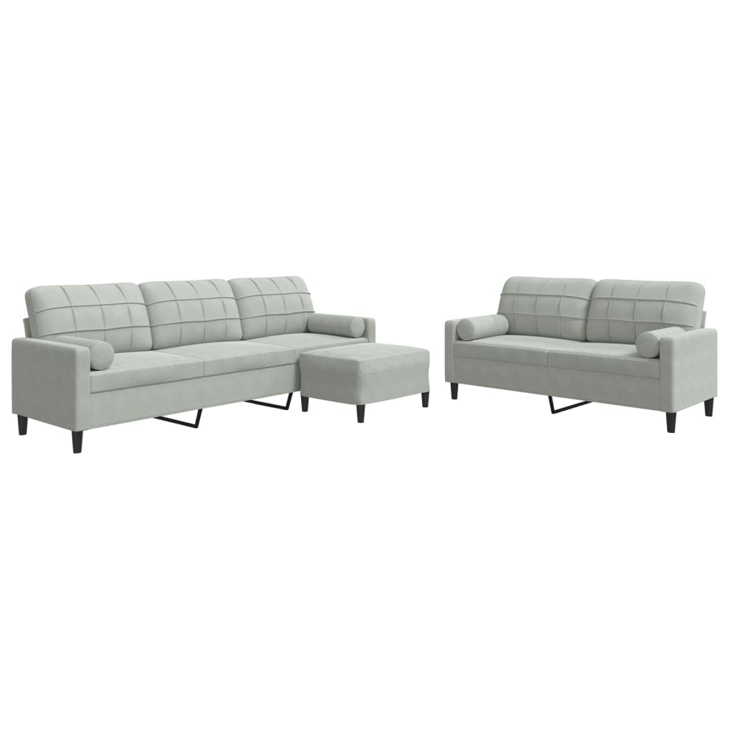 Ensemble de canapés 3 pcs et coussins et traversins velours