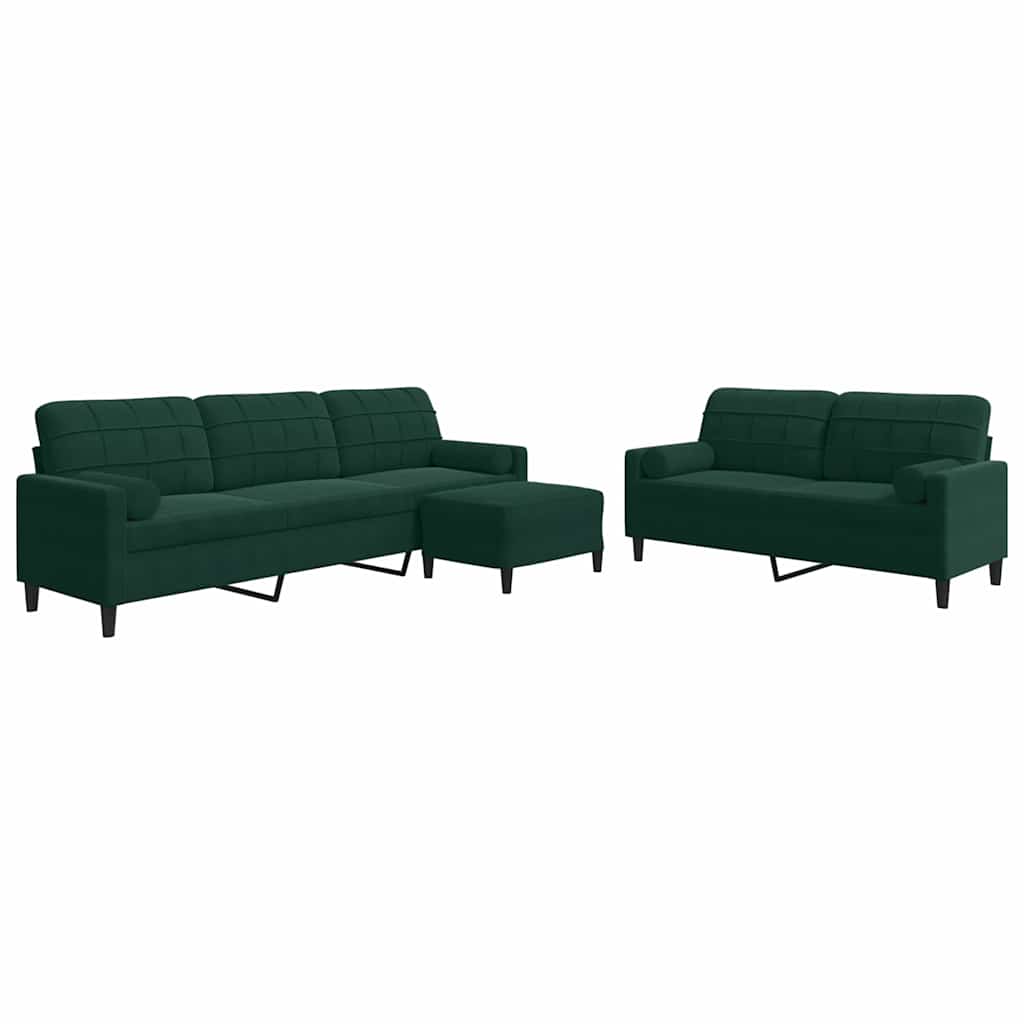 Ensemble de canapés 3 pcs avec coussins et traversins velours