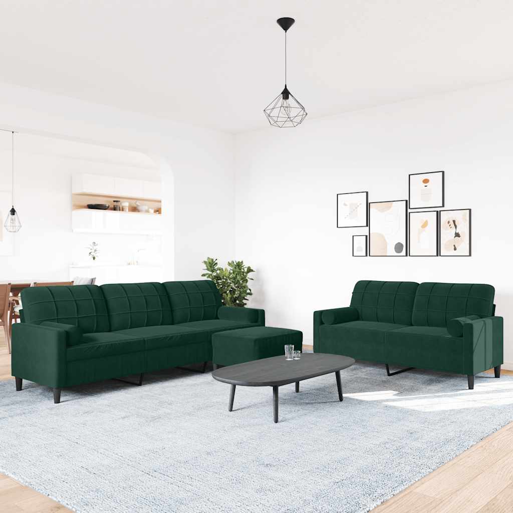 Ensemble de canapés 3 pcs avec coussins et traversins velours