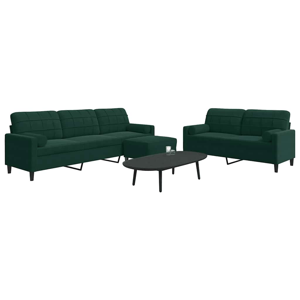 Ensemble de canapés 3 pcs avec coussins et traversins velours