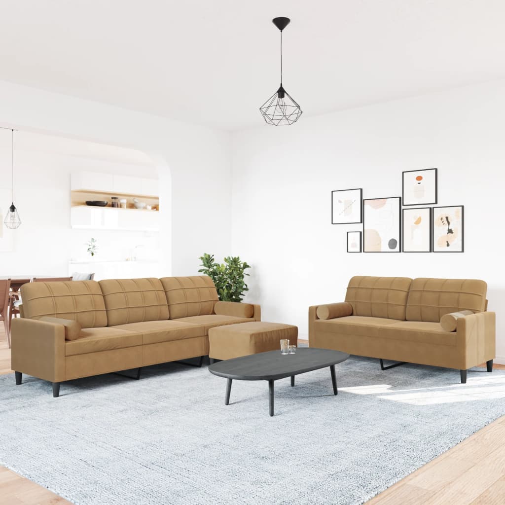 Ensemble de canapés 3 pcs avec coussins et traversins velours - XIOS