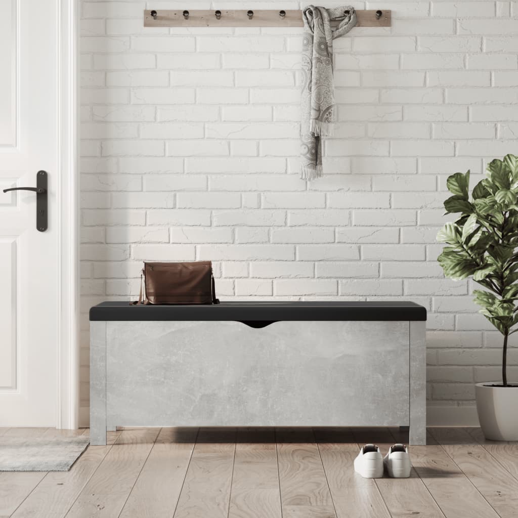 Boîte de rangement avec coussin gris béton 105x40x45 cm - XIOS