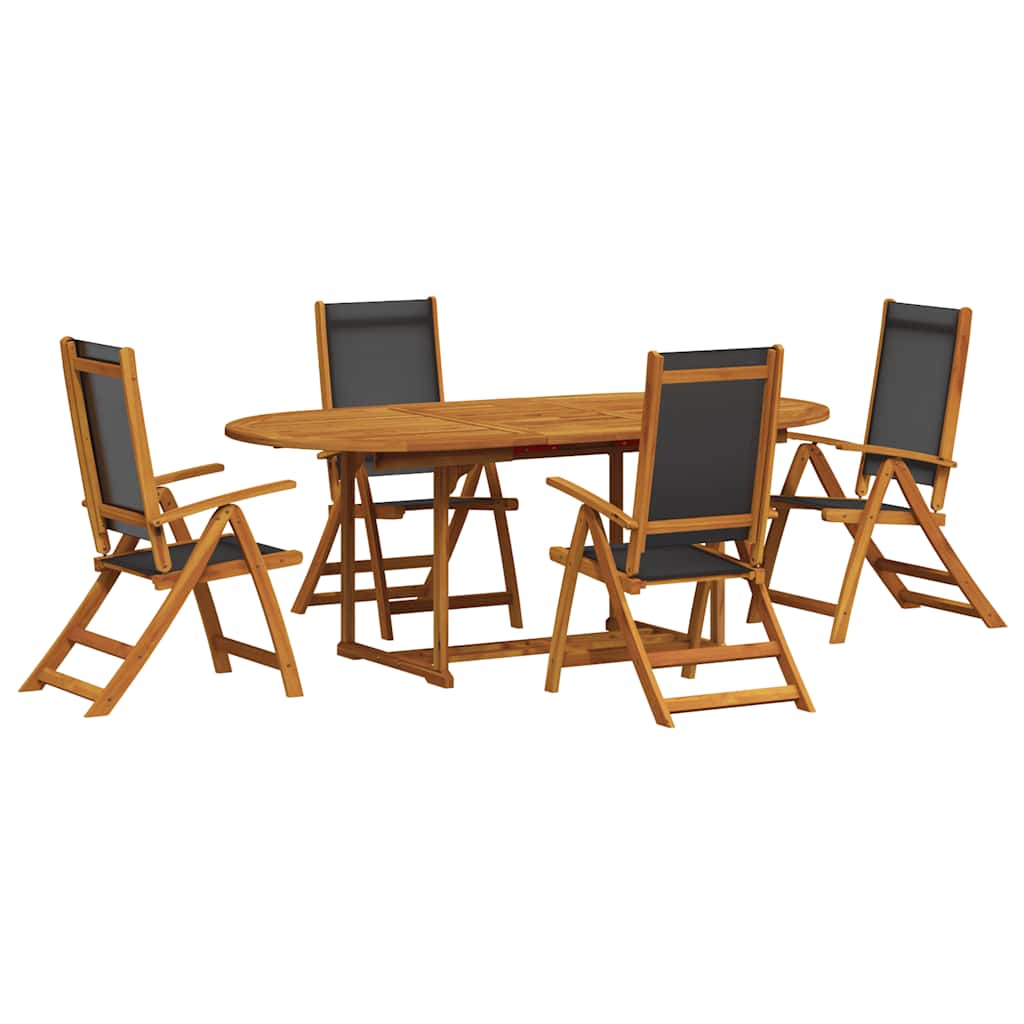 Ensemble à manger de jardin 5pcs bois d'acacia solide textilène