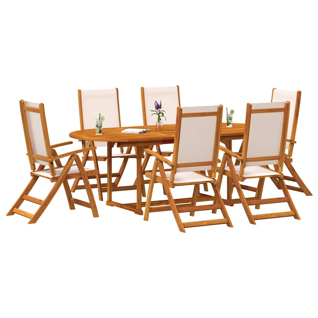Ensemble à Manger de jardin 7pcs bois d'acacia solide textilène