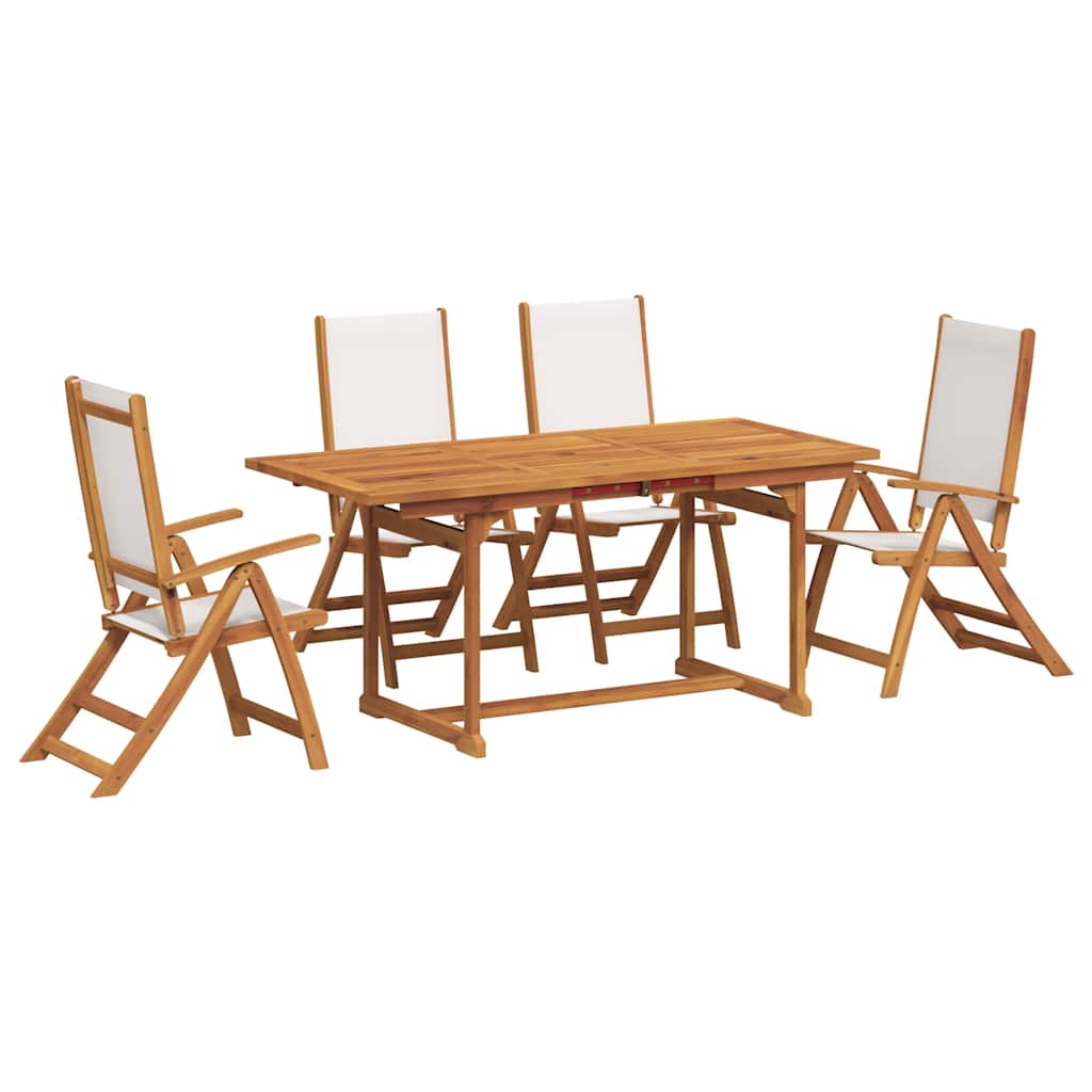 Ensemble à manger de jardin 5pcs bois d'acacia solide textilène