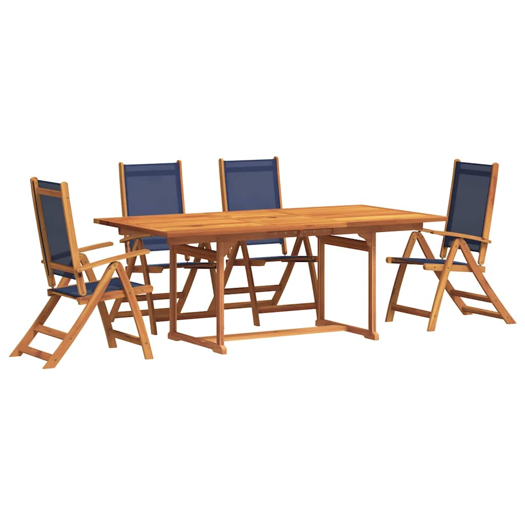 Ensemble à manger de jardin 5pcs bois d'acacia solide textilène