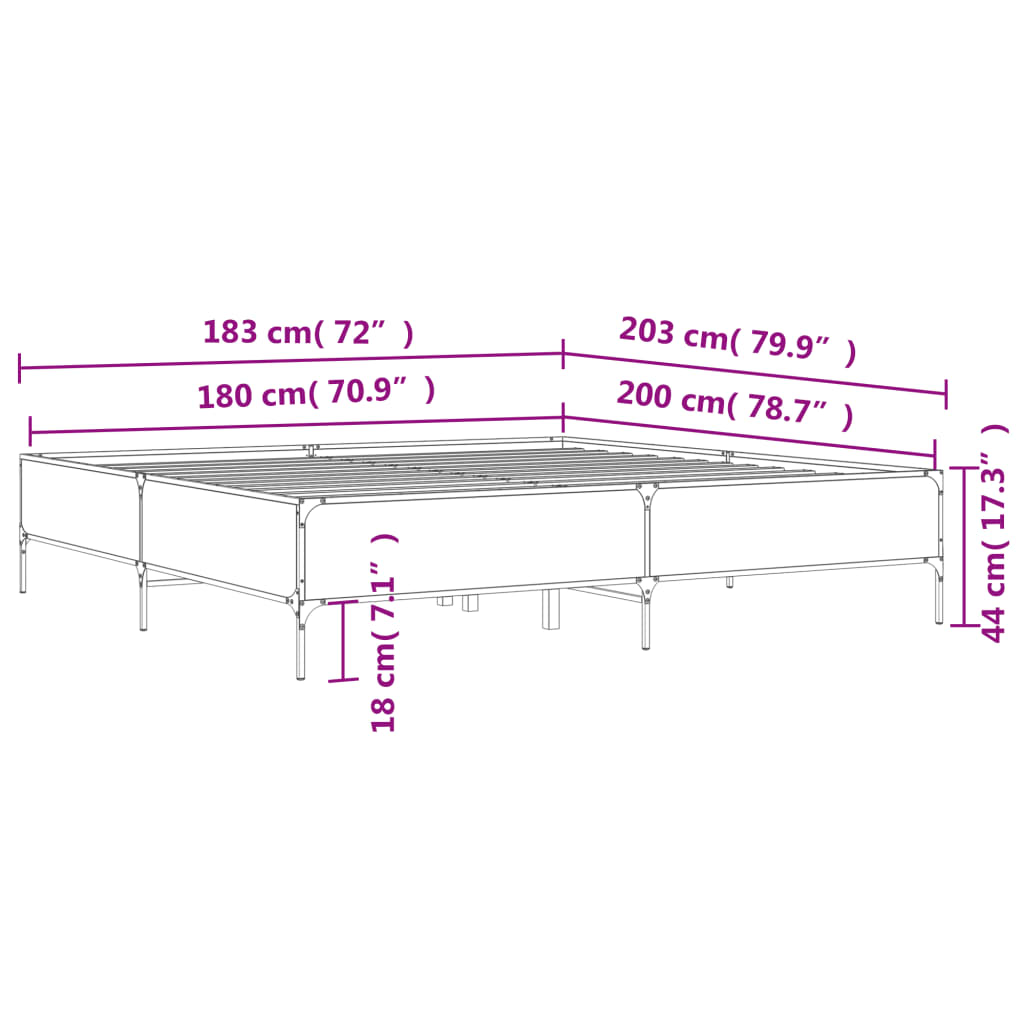 Cadre de lit sans matelas sonoma gris 180x200 cm - XIOS