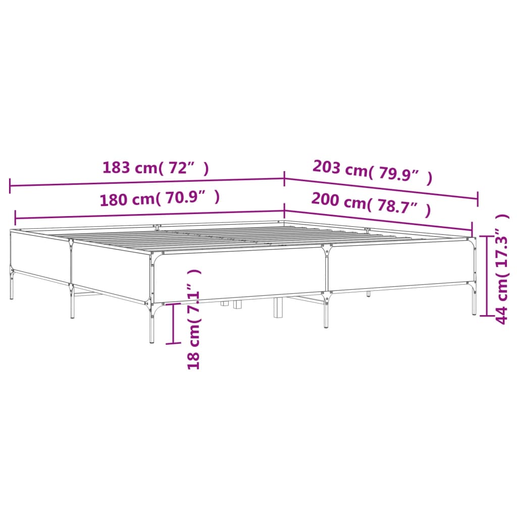 Cadre de lit sans matelas chêne marron 180x200 cm - XIOS
