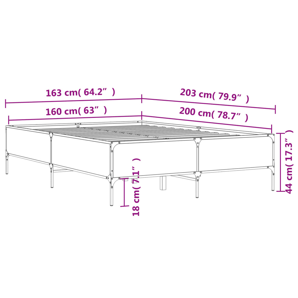 Cadre de lit sans matelas sonoma gris 160x200 cm - XIOS