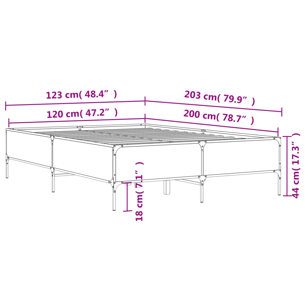 Cadre de lit sans matelas chêne fumé 120x200 cm - XIOS
