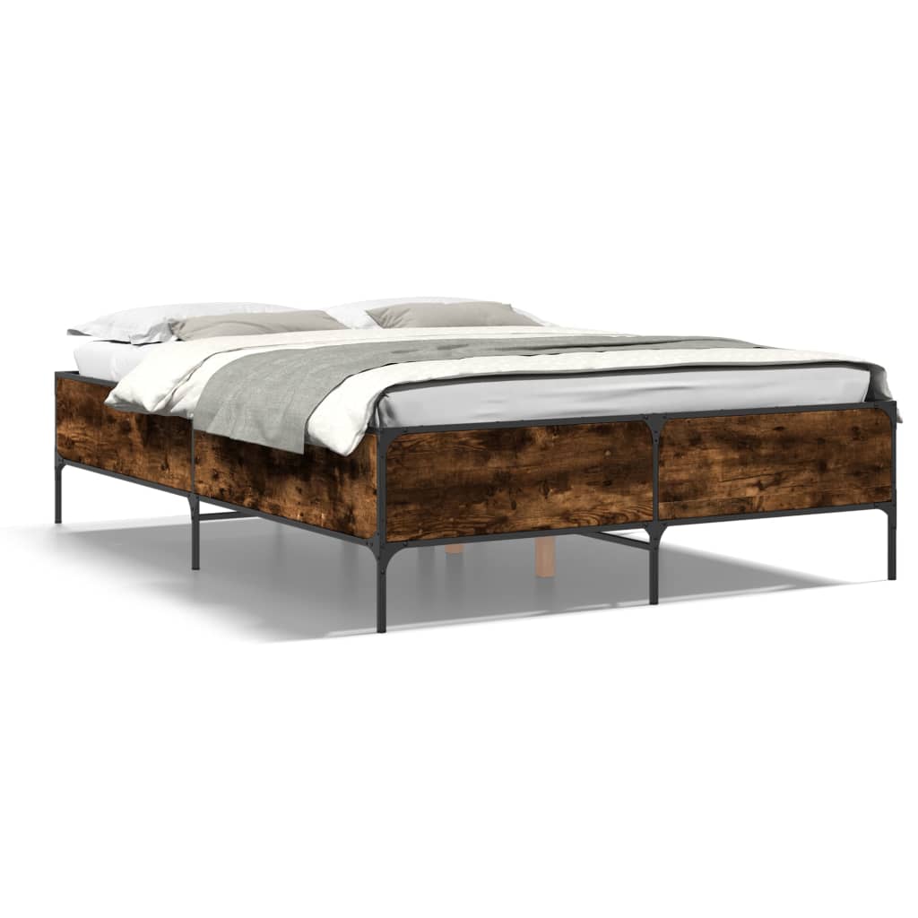 Cadre de lit sans matelas chêne fumé 135x190 cm - XIOS