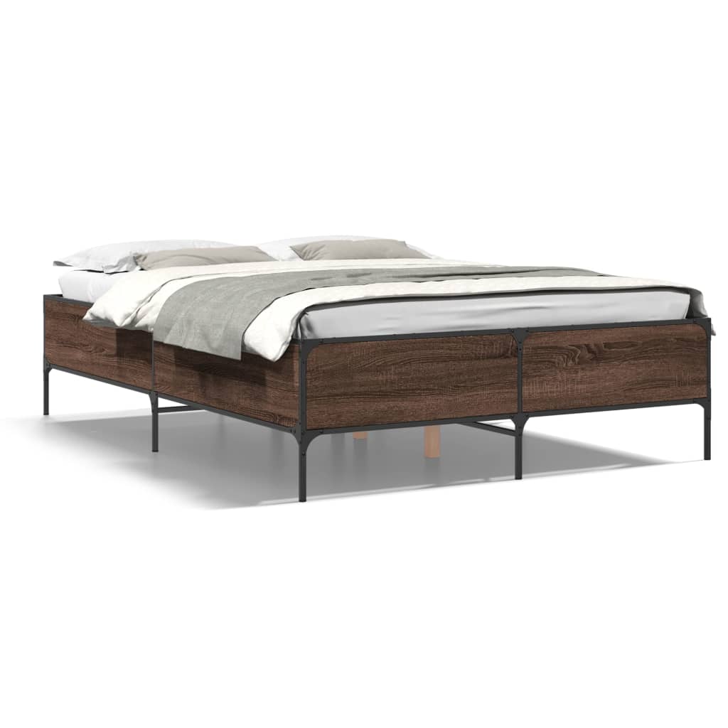 Cadre de lit sans matelas chêne marron 135x190 cm - XIOS