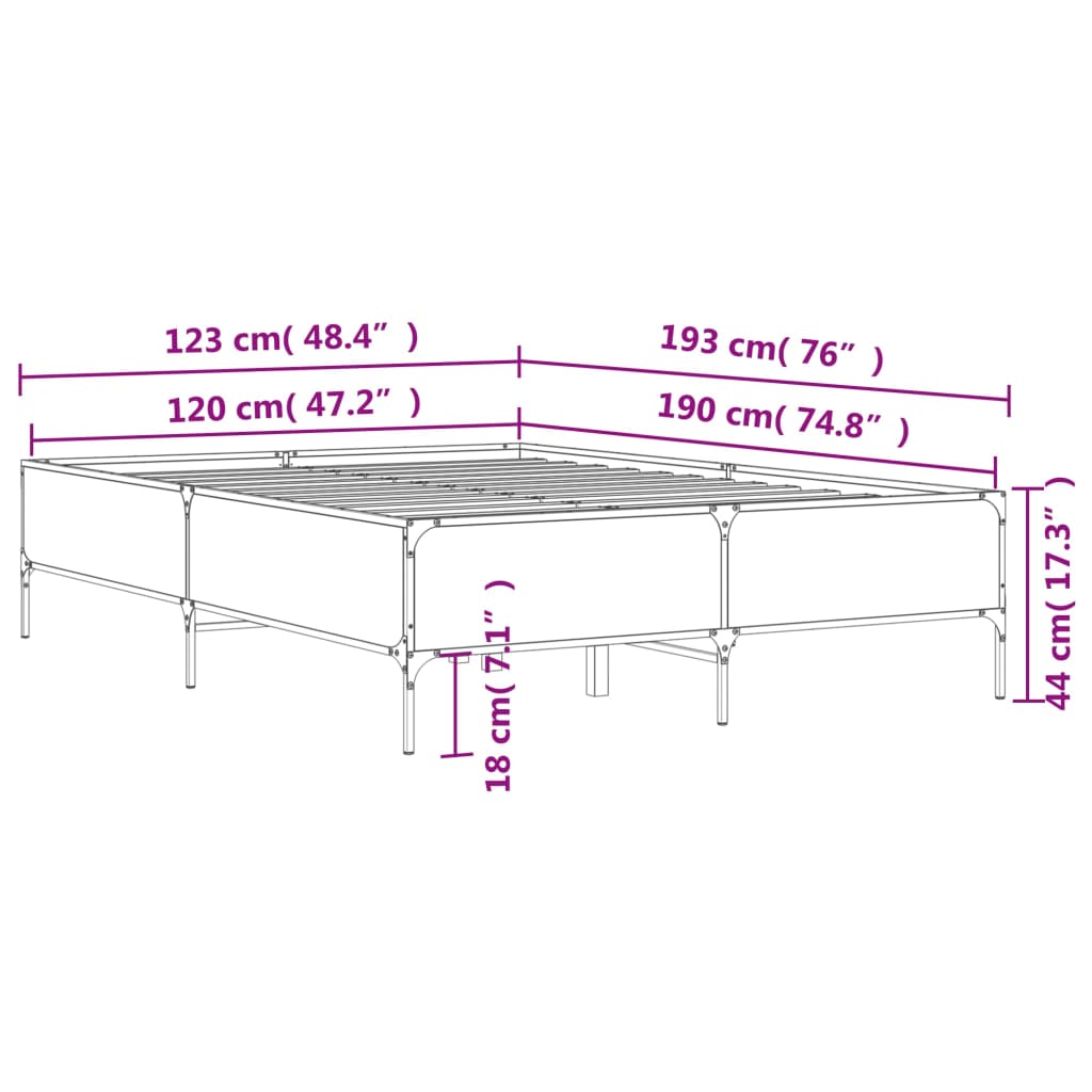 Cadre de lit sans matelas sonoma gris 120x190 cm - XIOS