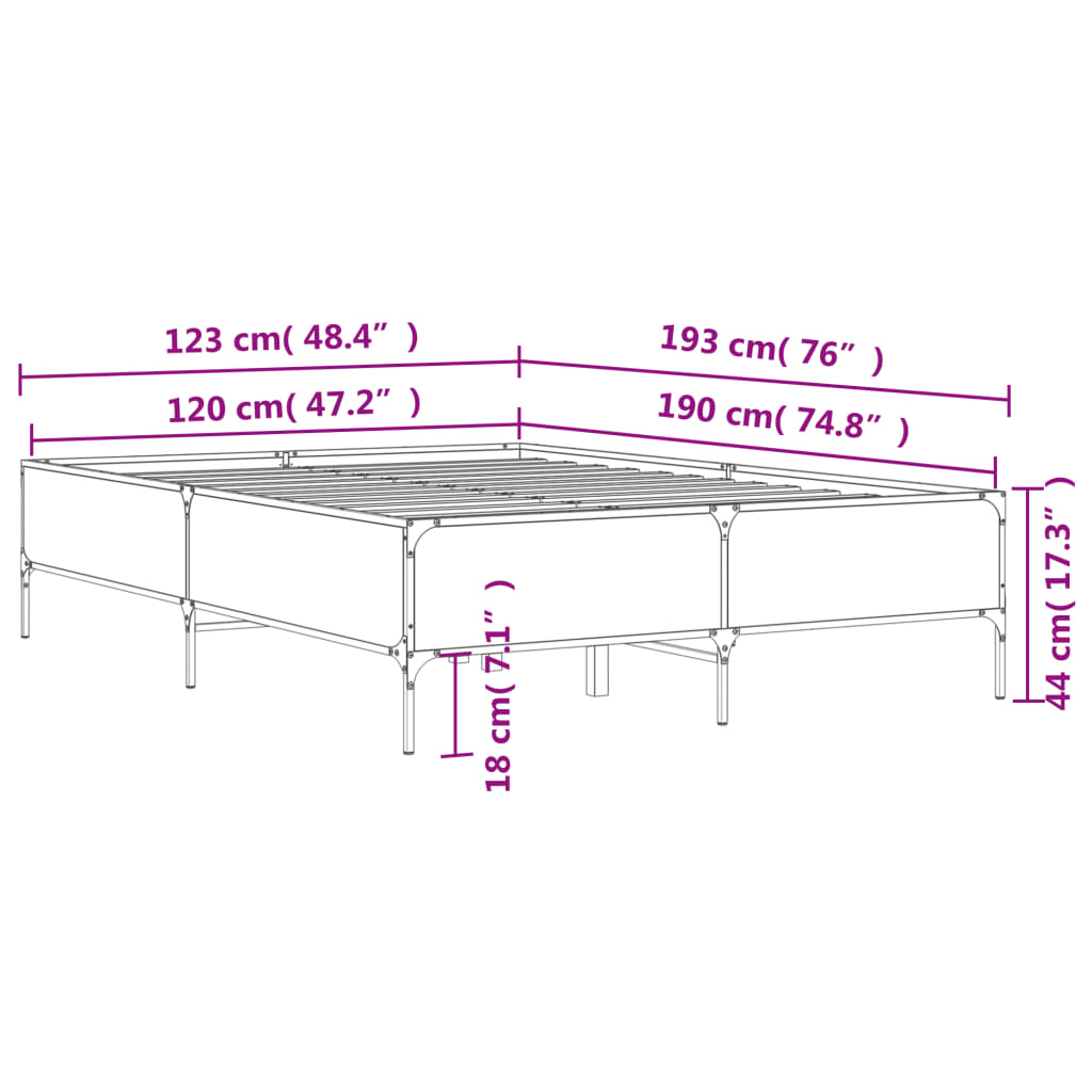 Cadre de lit sans matelas chêne marron 120x190 cm - XIOS