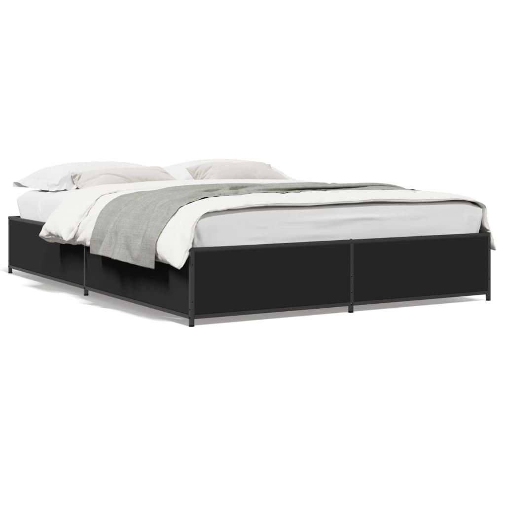Cadre de lit sans matelas noir 140x190 cm - XIOS