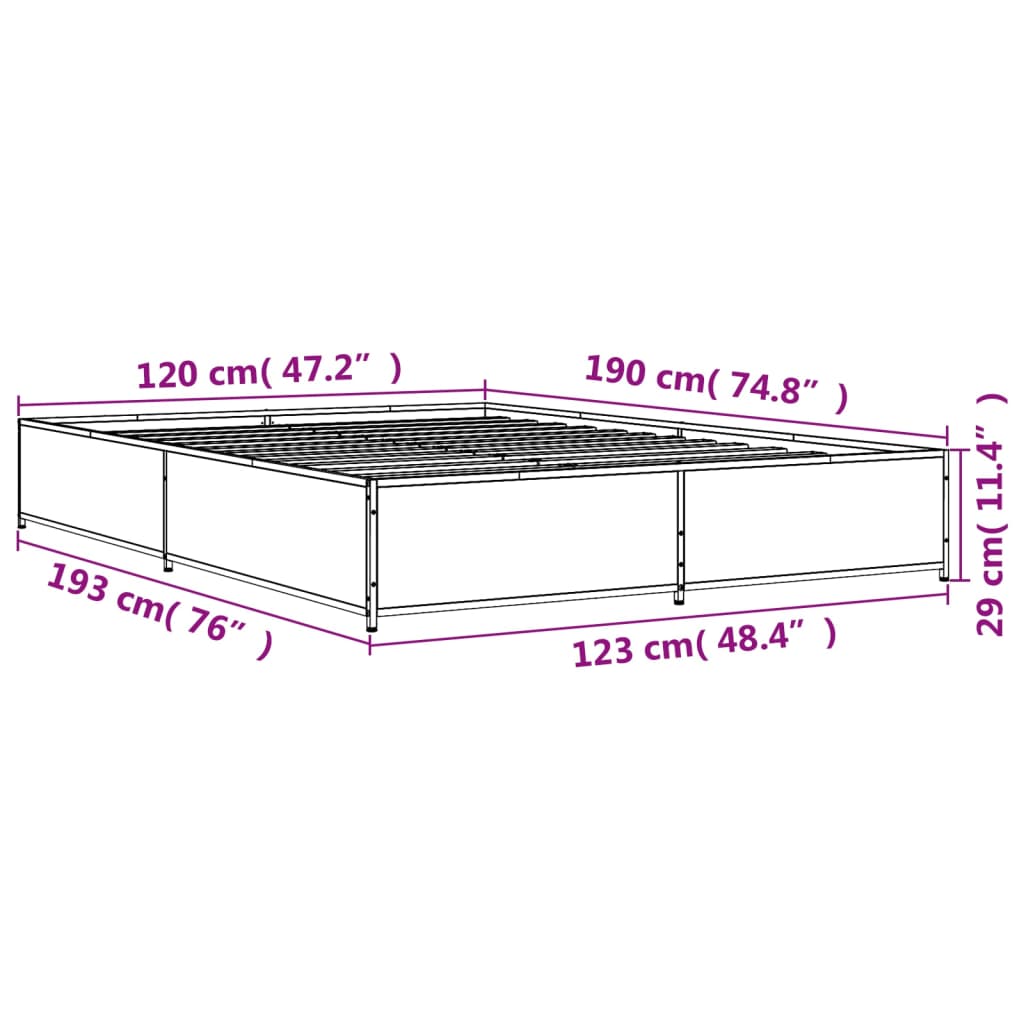 Cadre de lit sans matelas sonoma gris 120x190 cm - XIOS