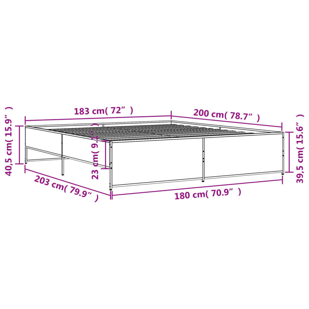 Cadre de lit sans matelas sonoma gris 180x200 cm - XIOS