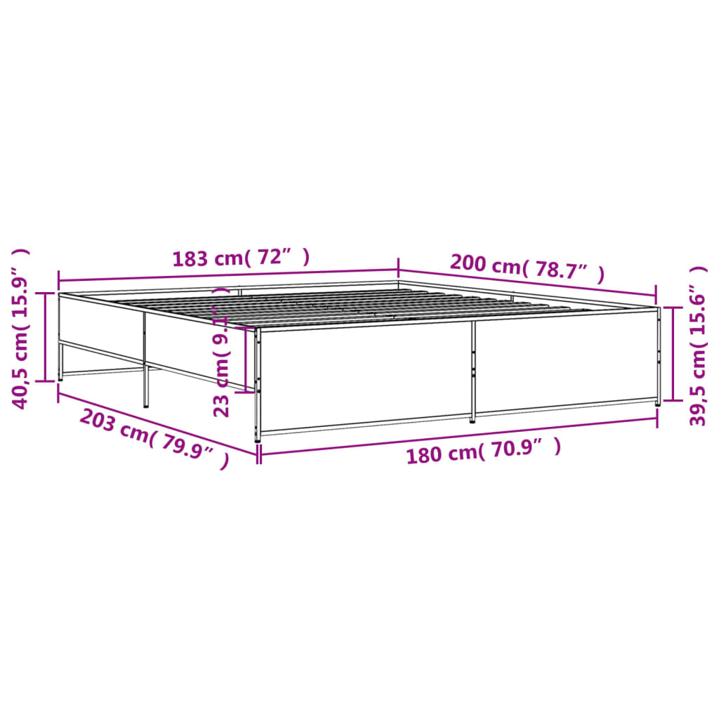 Cadre de lit sans matelas chêne marron 180x200 cm - XIOS