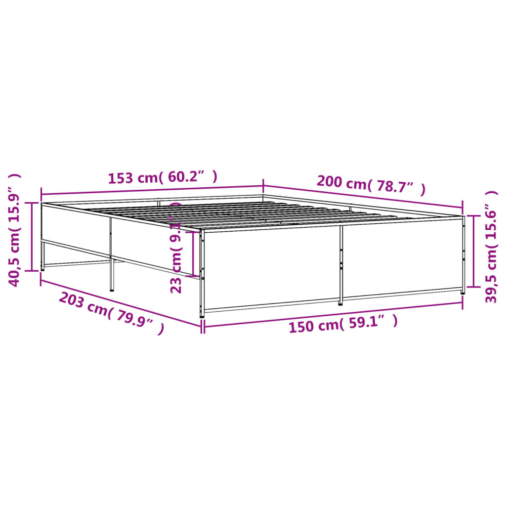 Cadre de lit sans matelas sonoma gris 150x200 cm - XIOS