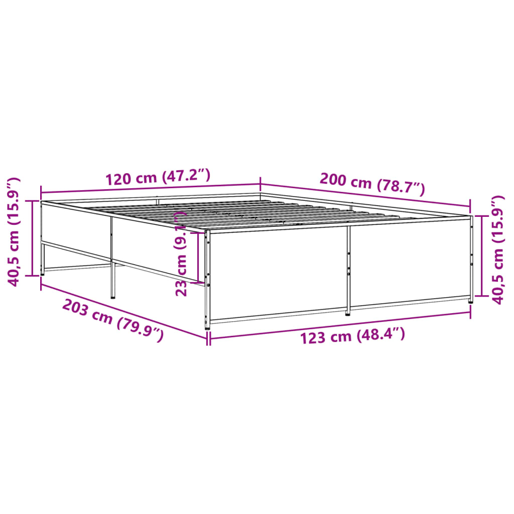 Cadre de lit sans matelas chêne fumé 120x200 cm - XIOS