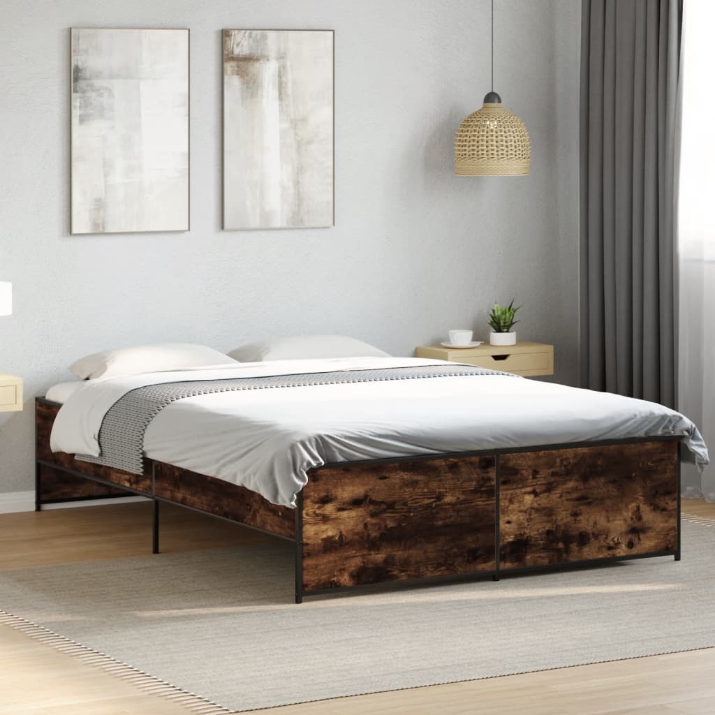 Cadre de lit sans matelas chêne fumé 135x190 cm - XIOS