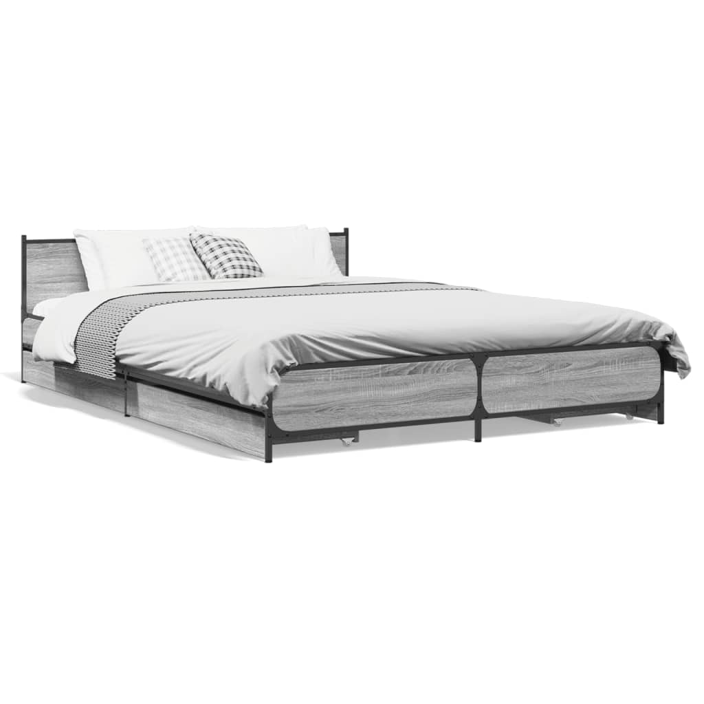Cadre de lit avec tiroirs sans matelas sonoma gris 140x200 cm - XIOS
